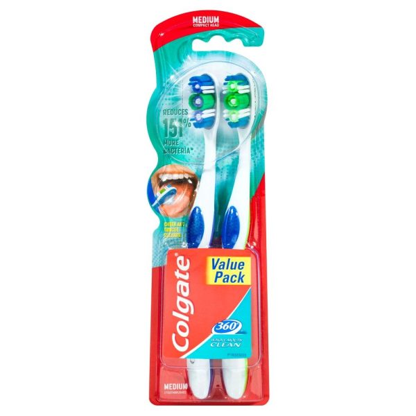 Colgate Toothbrush 360 Medium 2 Pack Sale