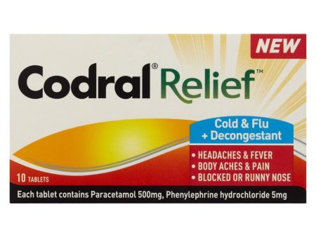 Codral Relief Cold & Flu + Decongestion 10 Tablets Supply