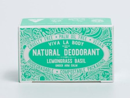 Viva La Body Natural Deodorant 32g Bar - Lemongrass & Basil Online Sale